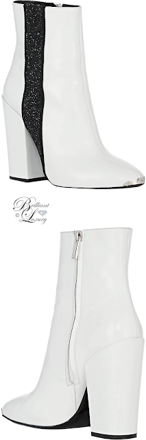 ♦Amiri glitter stripe leather ankle boots #shoes #white #brilliantluxury