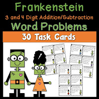  Frankenstein Word Problems using 3 and 4 Digit Addition and Subtraction