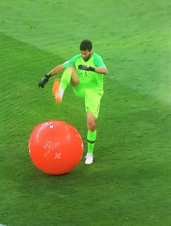 BRAZIL GOALKEEPER ALISSON POPS WORLD CUP BALLOON