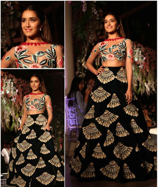 Shraddha Kapoor in Lehanga with Embroidered Blouse at Manish Malhotra‘s Show at Lakme Fashion Week