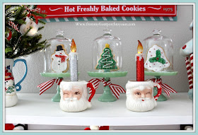Breakfast -Nook -Christmas- Decor-Open-Shelving-Vintage-Santa-Mugs-Jadeite-Cupcake-Stands-Cottage-Farmhouse-Gingerbread-Cookies-From My Front Porch To Yours