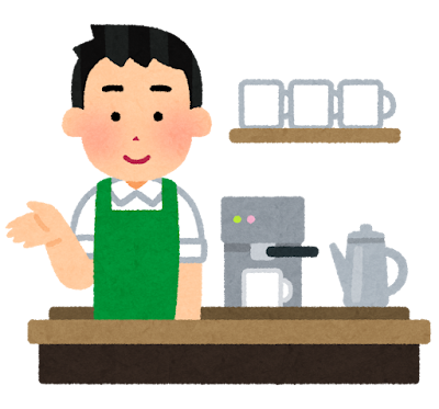 カフェの店員のイラスト（男性）