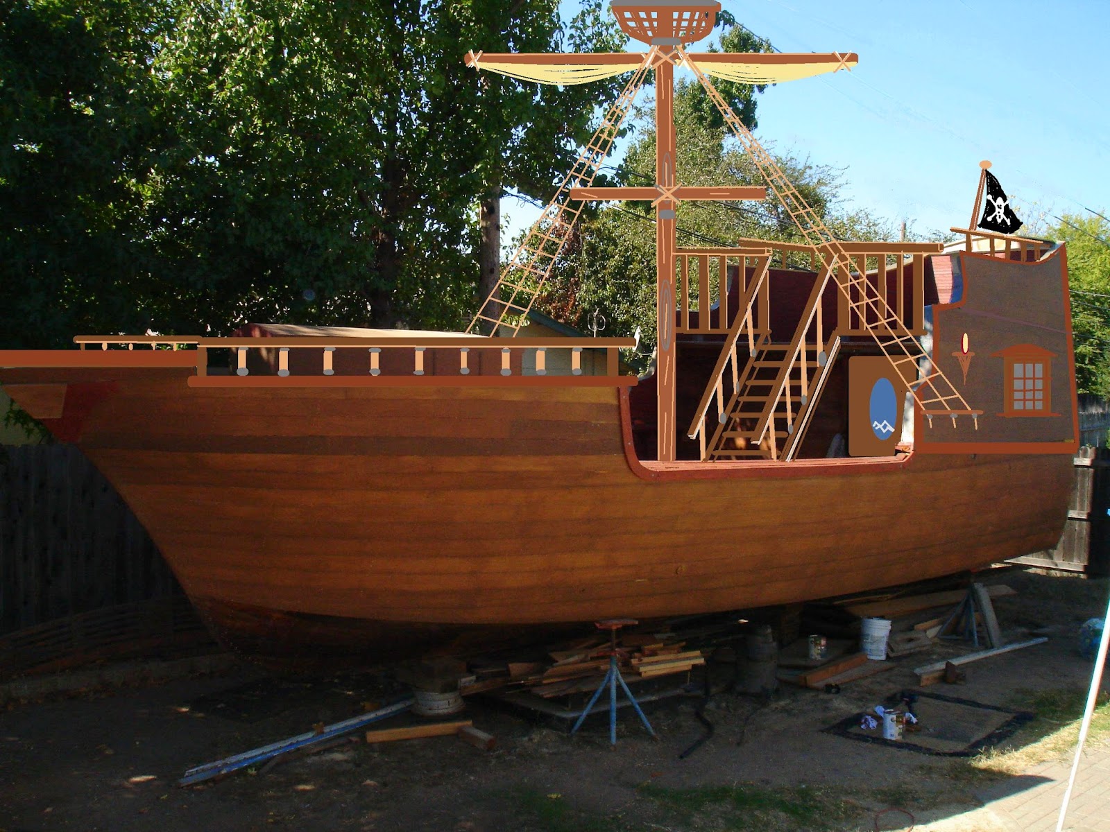 Pirate Ship Playhouse Project: #6 Pirate Ship Playhouse 