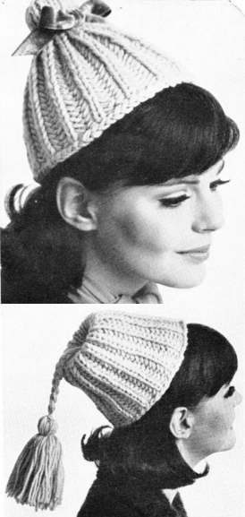 The Vintage Pattern Files Free 1960's Knitting Pattern Two-Way Hat