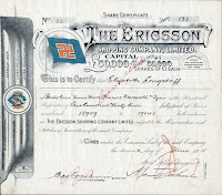 share of the Ericsson Shipping Company showing shipping flag with swastika