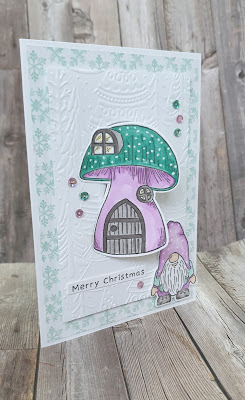 Kindest gnomes stampin up partial die cutting technique cute Christmas card