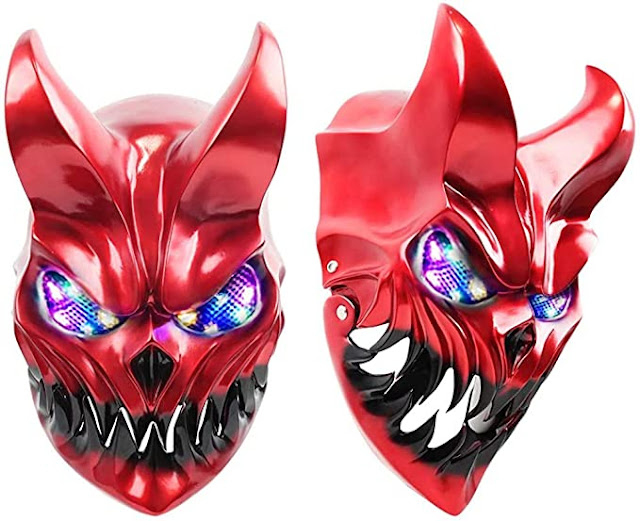 Kid of Darkness Demolisher Mask - LED Light Up Halloween Cosplay Prop - Demon Masks for Carnival Party Supplies Red