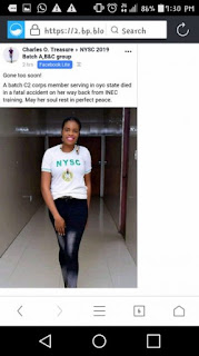 Corps member dies while returning from INEC training