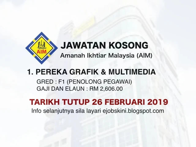 Jawatan Kosong Amanah Ikhtiar Malaysia (AIM) Februari 2019