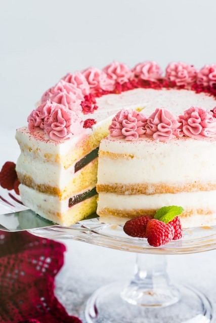 Raspberry Cake with Cream Cheese Frosting