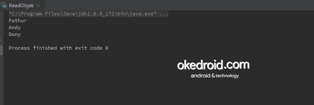 Contoh Code fungsi program  Proses Deserialization deserialisasi arraylist di java