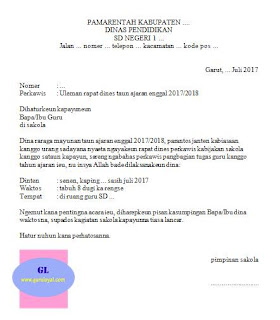 Contoh surat seruan rapat dinas di sekolah memakai bahasa sunda ini ditujukan bagi t Contoh Surat Undangan Rapat Dinas di Sekolah, memakai Bahasa Sunda