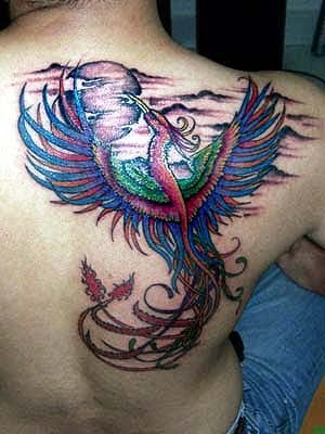 phoenix tattoo designs blue pecock phoenix tattoo on back tattoos for men