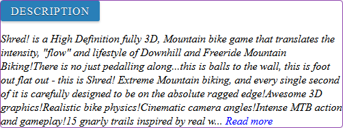 Shred! Extreme Mountain Biking game review