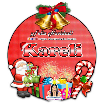 Nombre Kareli - Cartelito por Navidad nombre navideño
