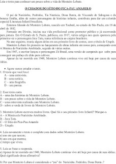 interpretação de texto 6 ano