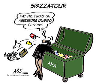 m5s, raggi, roma, muraro, dimissioni, avviso di garanzia, satira, vignetta