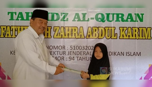 Hafadz 8 Juz Al-Quran, Zahra Siswa Kelas 5 MI Ini Dapat Penghargaan dari Kemenag