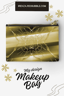 Mandala with gold bars Makeup bag.
