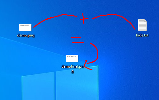 Hide a file behind an image in Windows 10