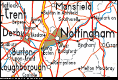 Nottingham Map Political Regional
