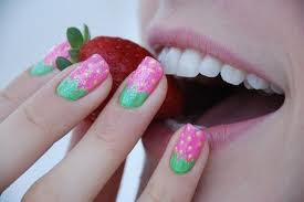 pink strawberry nail art