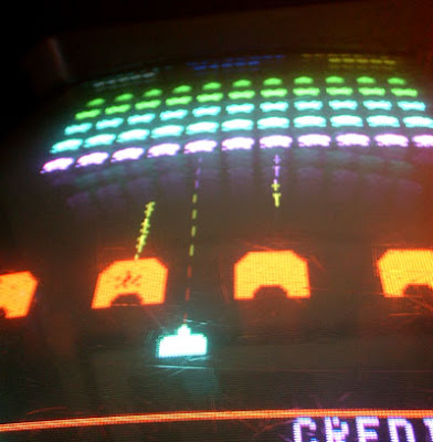 Image of Space Invaders in Colour on a 1979 Taito Cocktail machine