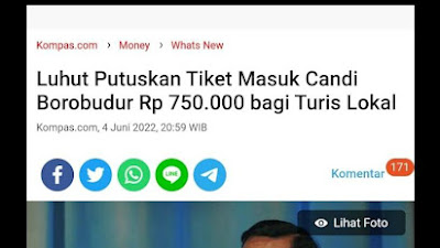 Luhut Putuskan Tiket Masuk Candi Borobudur Rp 750.000, Memangnya Borobudur Milik Mbahmu?!