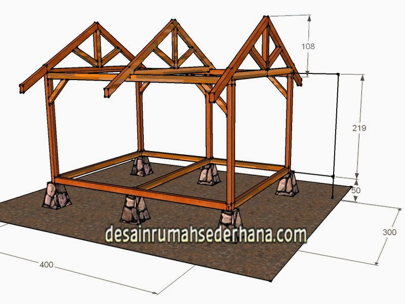 Gambar Desain Saung Kayu Mungil Untuk Kebun dan Taman 