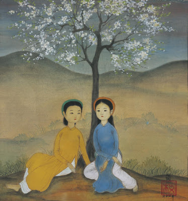 Painting on Silk by Vietnamese Artist Mai Trung Thu