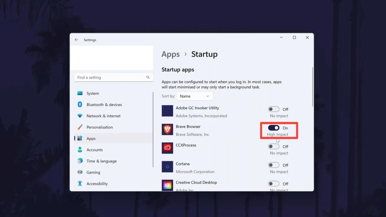 Disable startup apps on windows 11
