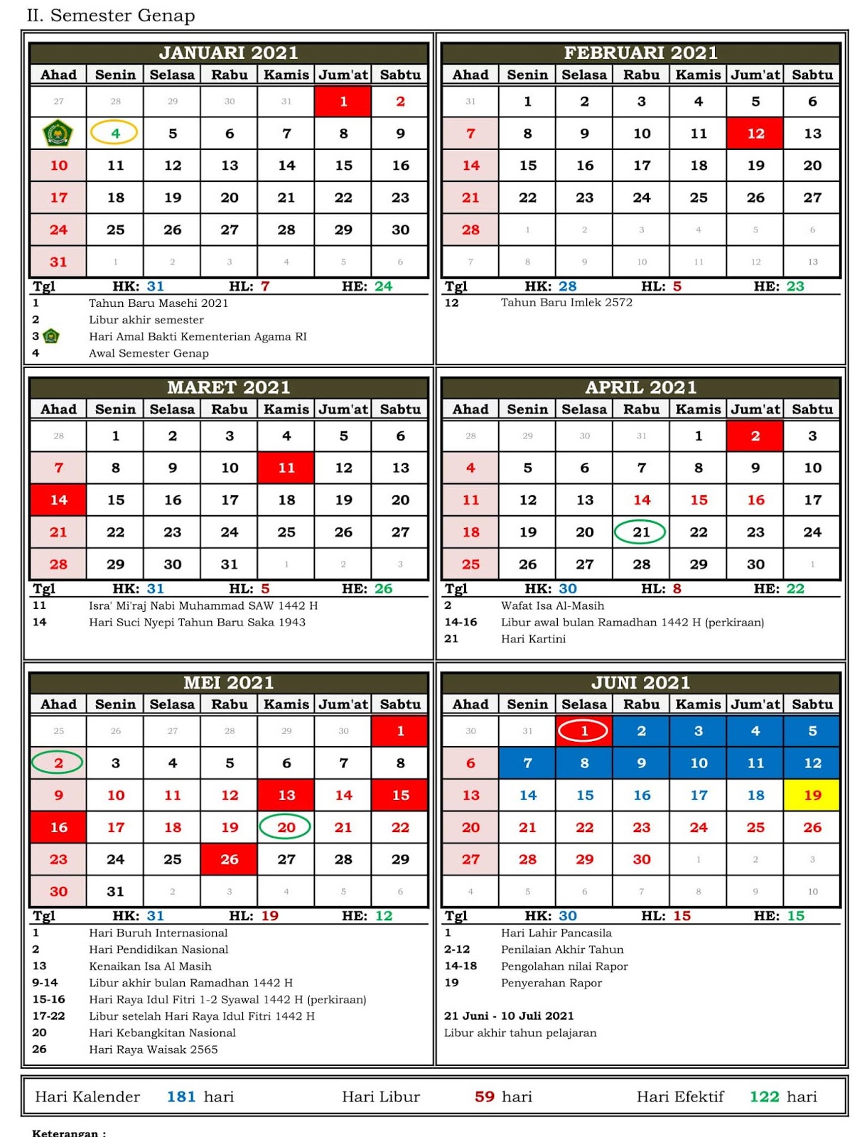 Download Kalender  Pendidikan Madrasah 2021 2021  Provinsi 