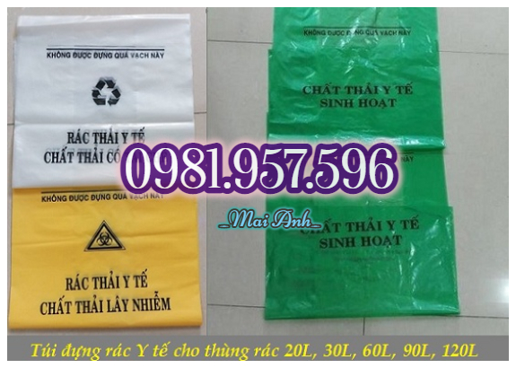 Túi rác Y tế, túi rác cho thùng đạp chân, túi rác dung tích 60L