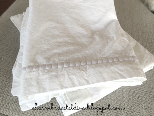 Embroidered white king sized pillow shams