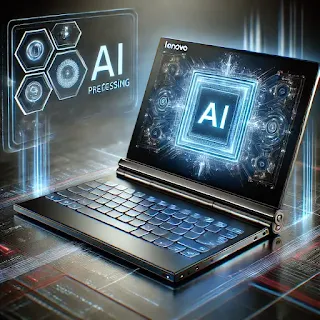 Lenovo’s latest foldable laptop showcasing futuristic design and portability.