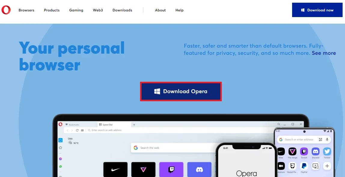 Download opera browser button