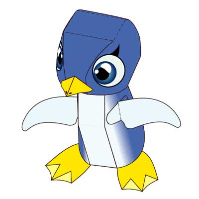 blue penguin paper toy