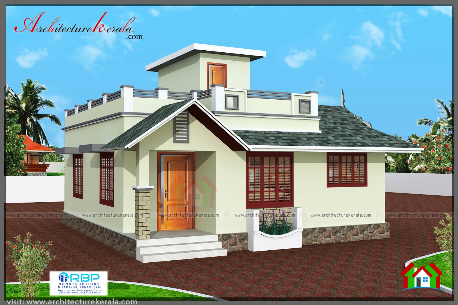  2  BEDROOM  HOUSE  PLAN  AND ELEVATION IN 700 SQFT 