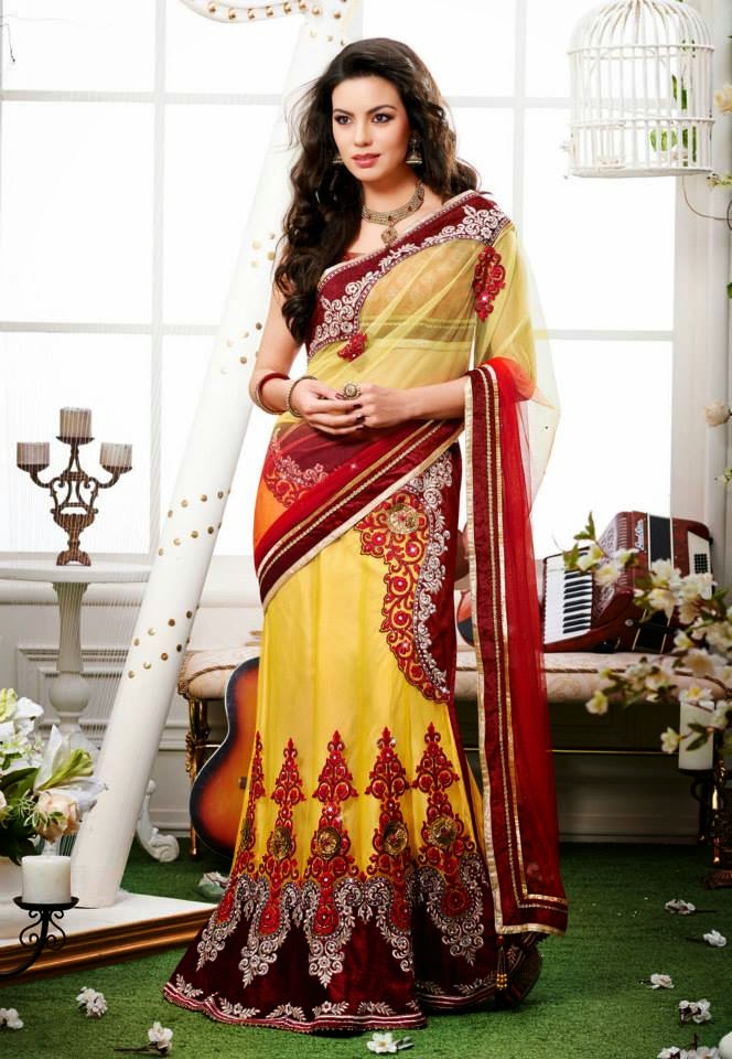 Latest Kachchi Work Designer Saree 