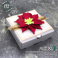 Stampin' Up! Nature's Root Poinsettia Decorated Cookie Box Idea. Order Papercraft Products from Mitosu Crafts UK Online Shop