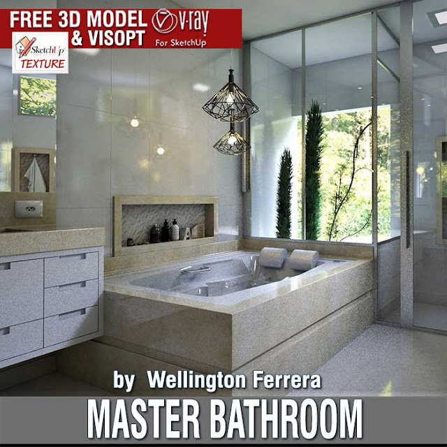  modeled alongside tending inwards the smallest details that termination inwards a beautiful in addition to hitting picture gratis sketchup 3d model Master Bathroom #8 in addition to vray visopt