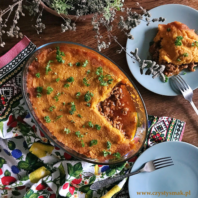 Cottage pie z puree dyniowo-ziemniaczanym