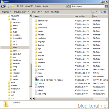 ekstrak fail zip Joomla 1.7