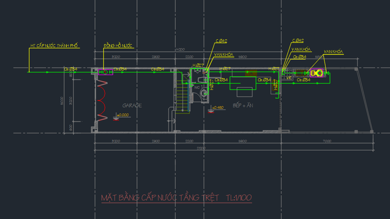 Bản vẽ nhà phố 5x19,2m 3 tầng full file Cad