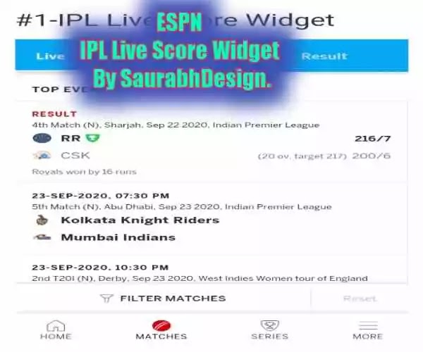 IPL Live Score Widget from ESPN by SaurabhDesign.