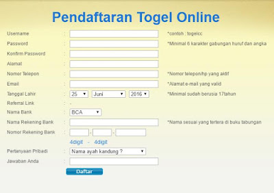 Form Pendaftaran Situs Togel Online Togelcc