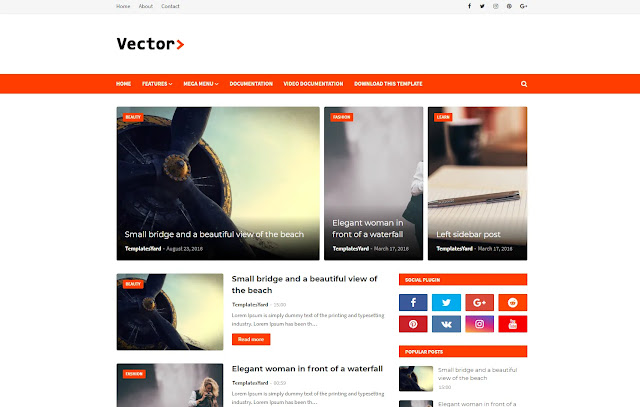 Vector Responsive Personal Blog Simple Tutorial Tips & Trick Blogger Template Theme
