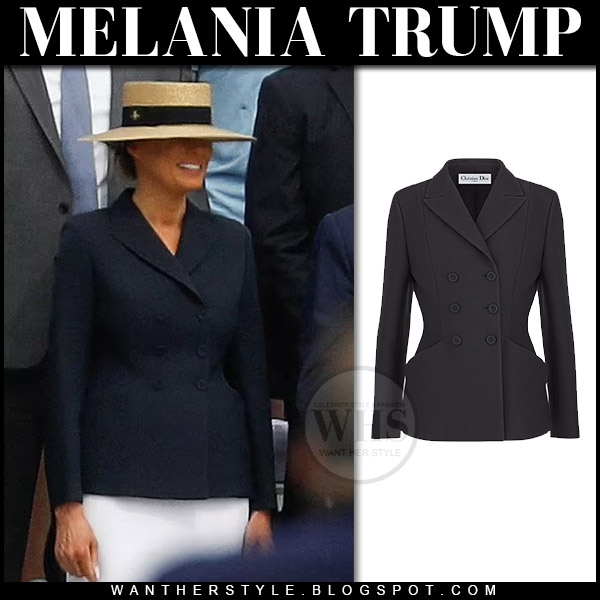 Melania Trump in white pencil skirt and black blazer