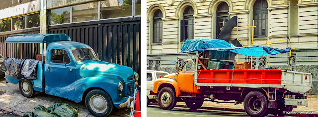 Carros antigos na Feira de Tristán Narvaja, Montevidéu, Uruguai