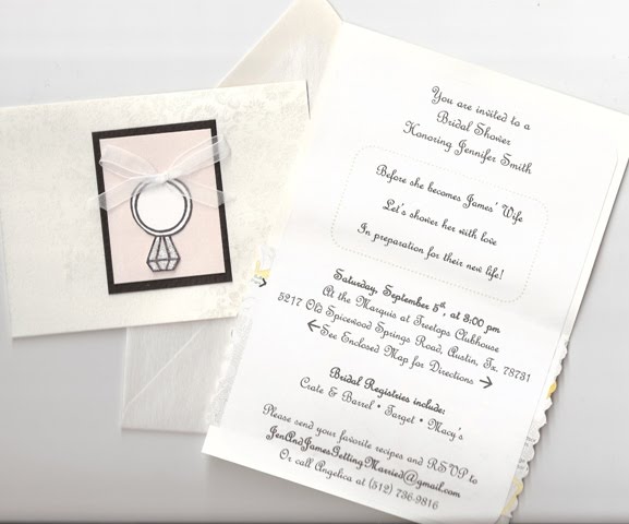 I purchased the shimmery champagne damask stationery in sets of 10 per pack